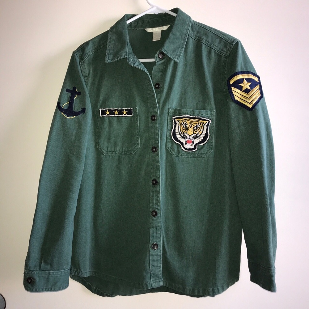 Forever 21 Green Military Patch Jacket